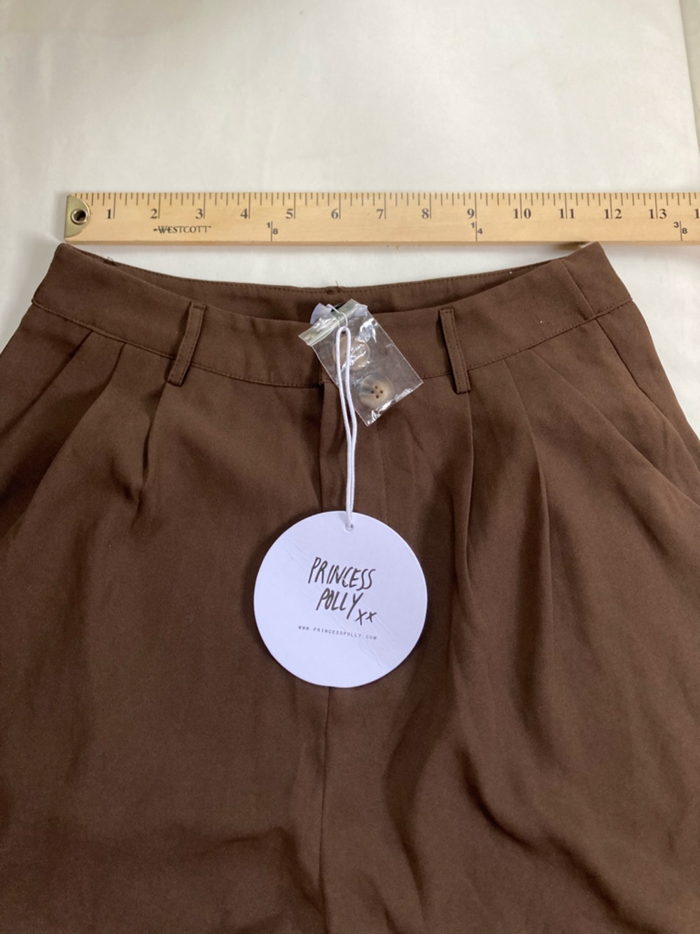 NWT Princess Polly Kylia Pants Brown High Waisted Wide Leg Pleated Trouser Sz 4 - Picture 7 of 11